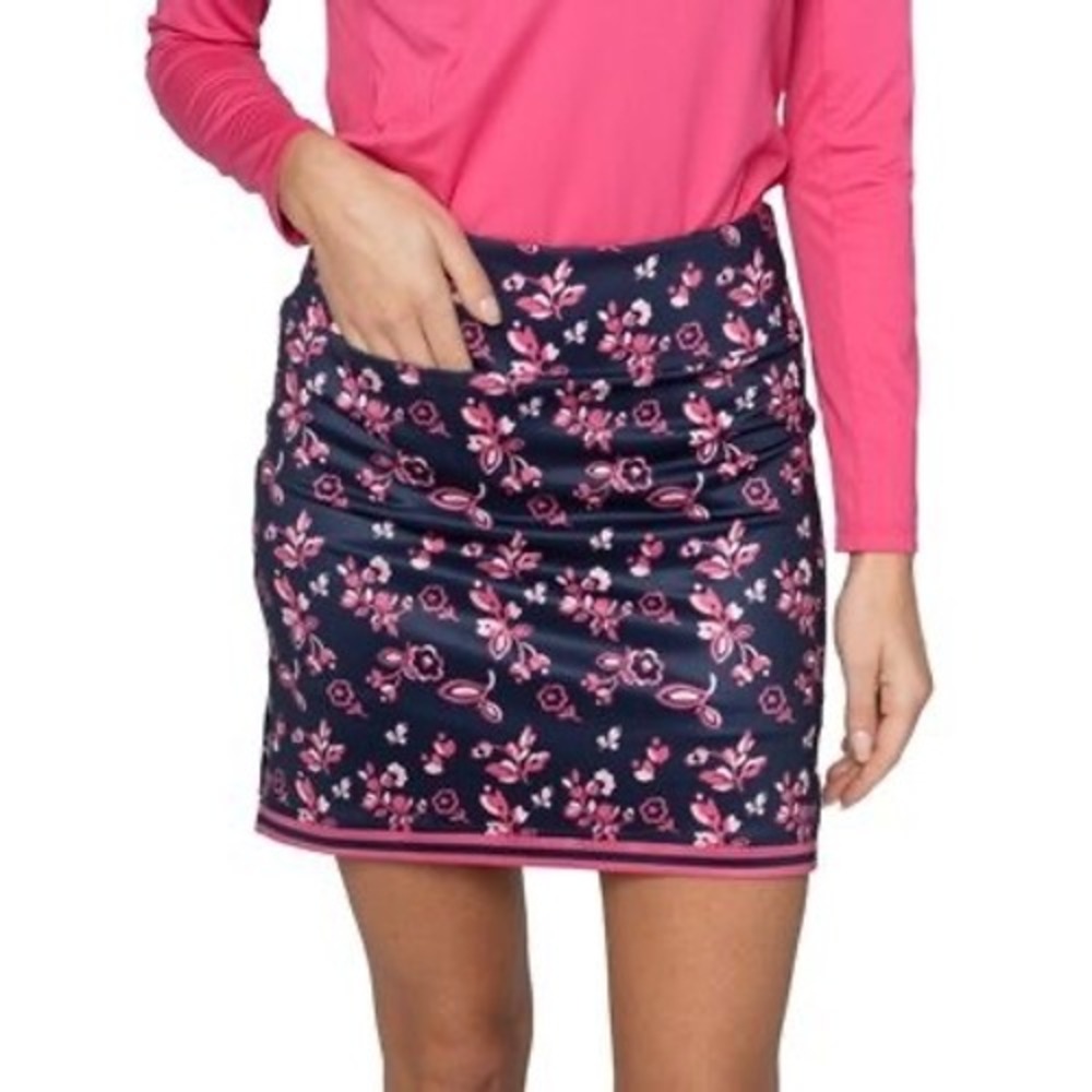 Golftini Vamanos-Long Golf Skort Navy Pink‎ Floral Active Skirt Womens Small S